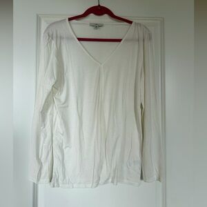 Halston Heritage Cream V-Neck Long Sleeve Top
